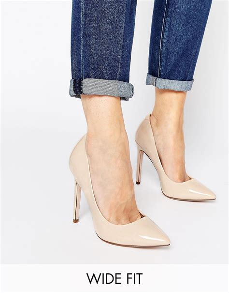 Asos Playful Wide Fit Pointed Heels in Natural | Lyst