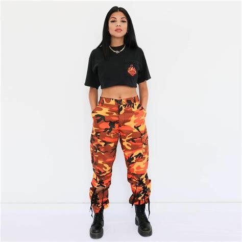 Birdie Orange Camo Pants Lit Outfits, Camo Outfits, Cute Lazy Outfits, Fashion Outfits, Army ...