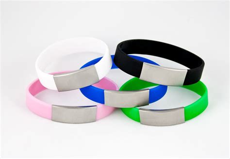 Small Children's Silicone Bracelets with Stainless Steel Band. -Personalize -QR Code | Silicone ...