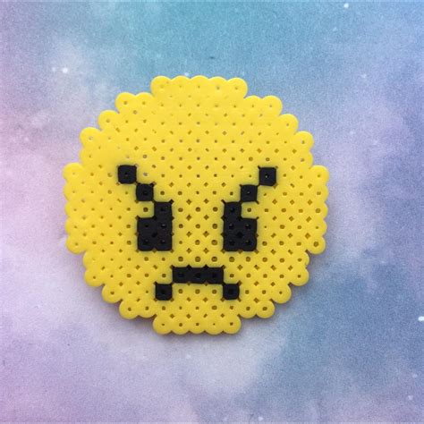 Angry emoji made out of mini perler beads!! Pin... - Depop