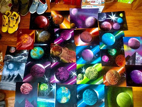 CUSTOM PLANET PAINTINGS. You Choose..up to 3 Vibrant Colors, up to 3 Planets per Painting. - Etsy