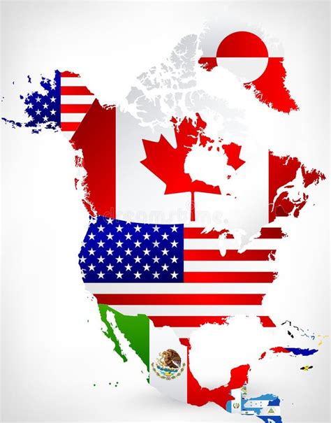 North America Map with Flags 2 Stock Vector - Illustration of america, belize: 61145897