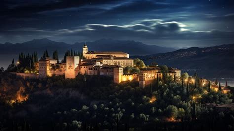 Premium AI Image | Night view of Alhambra