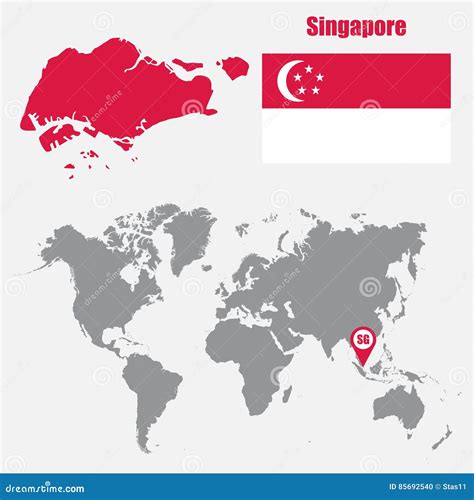 Singapore On World Map Cartoon Vector | CartoonDealer.com #129618679