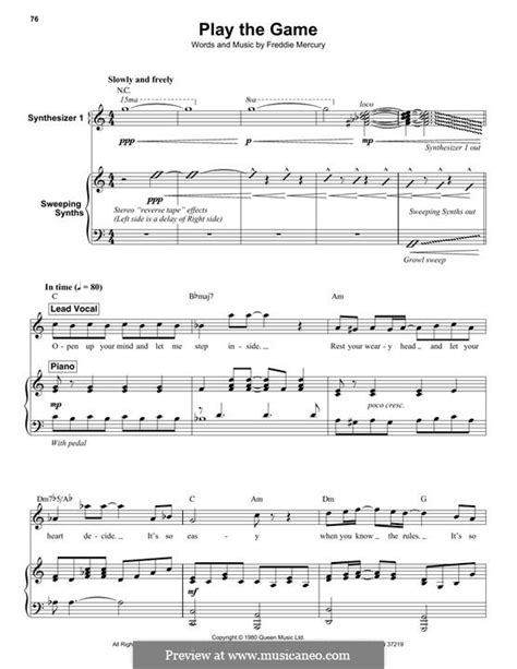 Play the Game (Queen) by Freddie Mercury - sheet music on MusicaNeo