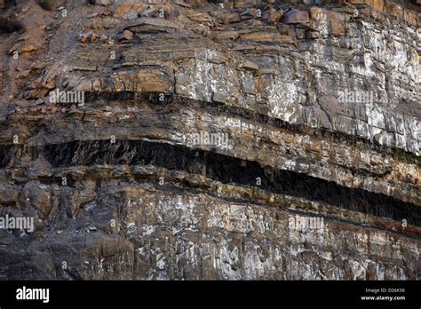 Exposed coal seam in rock cliff Stock Photo - Alamy