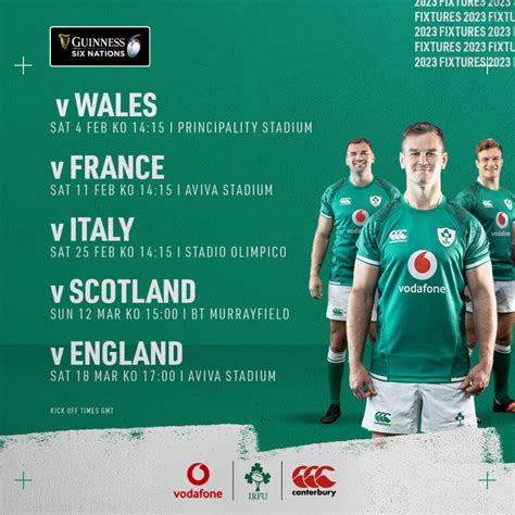 Irish Rugby | Ireland’s 2023 Guinness Six Nations Fixtures Confirmed