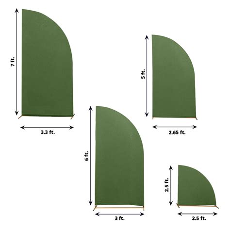 Set Of 4 | Matte Olive Green Spandex Half Moon Backdrop Stand Covers