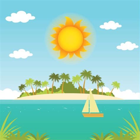 Sunny Beach Background, Vector, Illustration, Day Background Image And ...