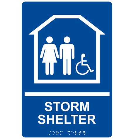 ADA Storm Shelter With Symbol Braille Sign RRE-14837_WHTonBLU