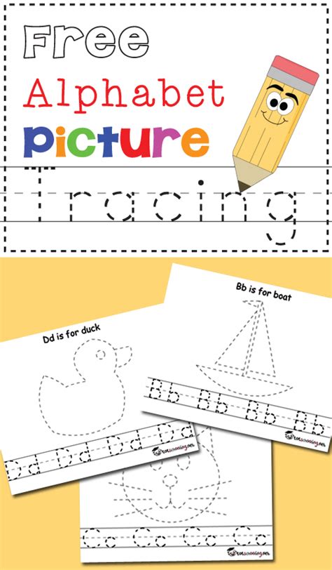 Free Alphabet & Picture Tracing Printables
