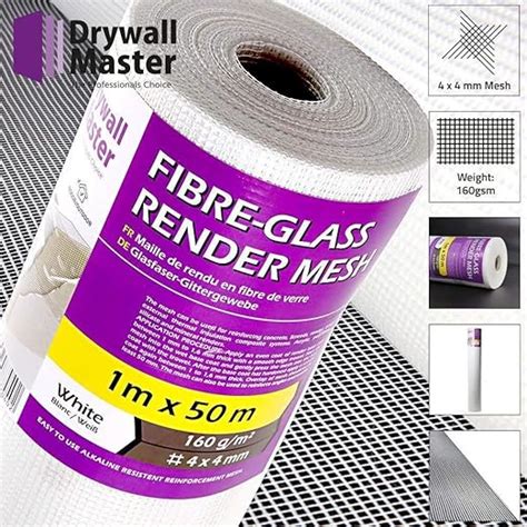 Fibreglass Plastering & Rendering Mesh 1M X 50M, 160gsm/m2 4x4 - Drywall Master: Amazon.co.uk ...