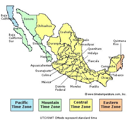 Time Zones In Mexico Map - Hotels On Strip In Las Vegas Map