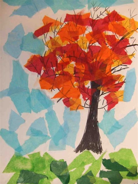 PoppyCat News: Tissue Paper Collage ~ Fall Trees ~ 4th Grade