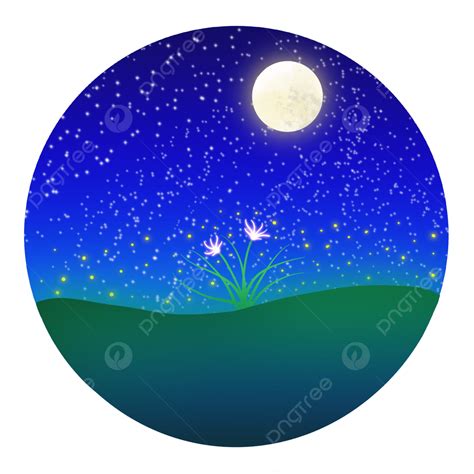 Night Moon PNG Image, Orchid Under The Moon Night In Original Gradient Flat Style, Gradient ...
