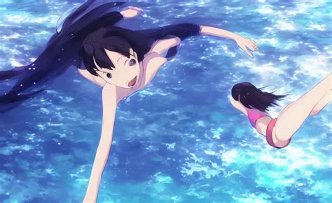 An anime girl diving into a pool of water, anime scene | Stable Diffusion