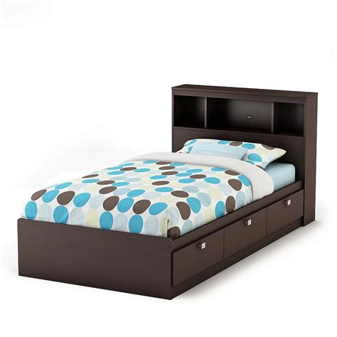 South Shore Spark Twin Storage Bed and Bookcase Headboard, Chocolate | The Home Depot Canada