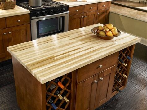 Butcher Block Laminate Countertops For Kitchen Island With Maple Wood Cabinet And… | Diy butcher ...