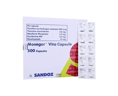 MOSEGOR VITA Pizotifen / Vitamin B Complex Capsule 1's price in the Philippines | MedsGo Pharmacy