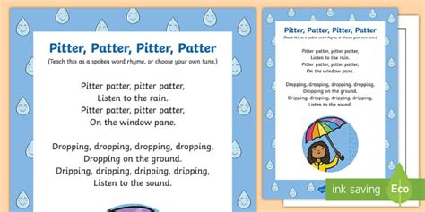 Pitter Patter Pitter Patter Rhyme (teacher made) - Twinkl