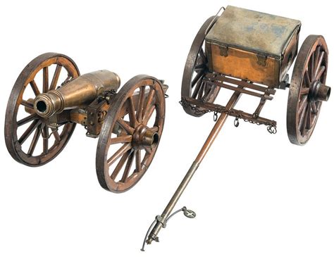 Unmarked Miniature Brass Cannon with Carriage and Caisson | Rock Island Auction