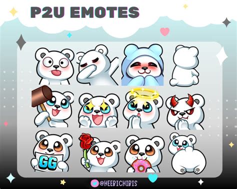 12 Polar Bear Twitch Emotes in 2 Eye Colors Pack 1 - Etsy