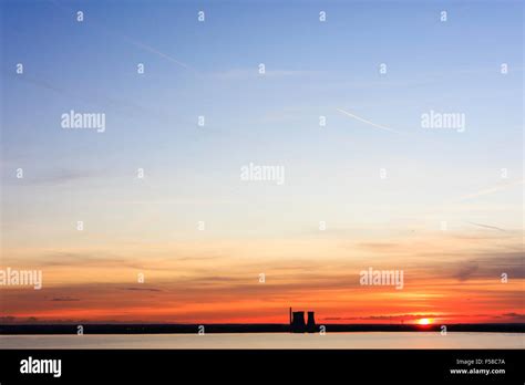 Sundown, sunset, over Pegwell Bay at Ramsgate on the Kent Coast ...