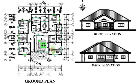 Architecture House Plan And Elevation Complete Drawing - Cadbull