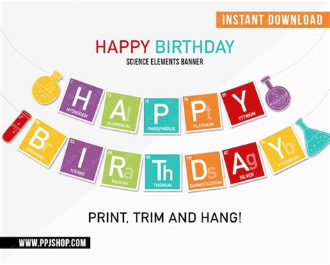 Science Happy Birthday Instant Download Banner | Science Birthday Printable Party Decor | Mad ...