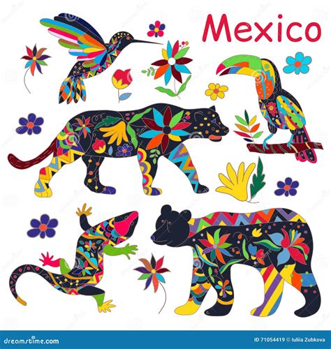 Mexican Jaguar Huichol Vector Illustration | CartoonDealer.com #232717382