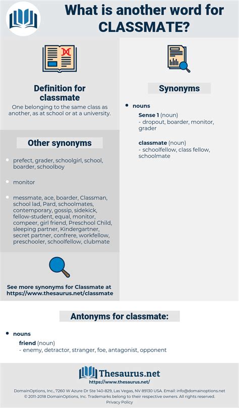 CLASSMATE: 465 Synonyms and 6 Antonyms | Thesaurus.net