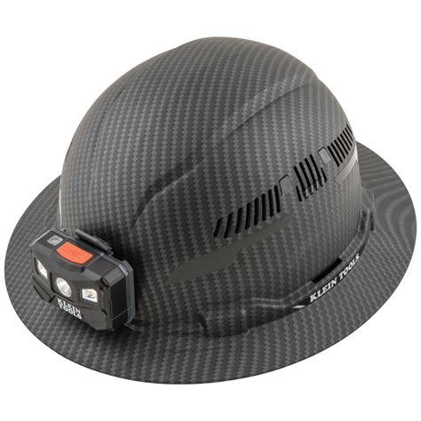 Hard Hat, Premium KARBN™, Vented Full Brim, Class C with Headlamp ...