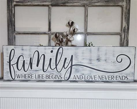 Oblong Distressed White Family Wooden Wall Sign — Homebnc