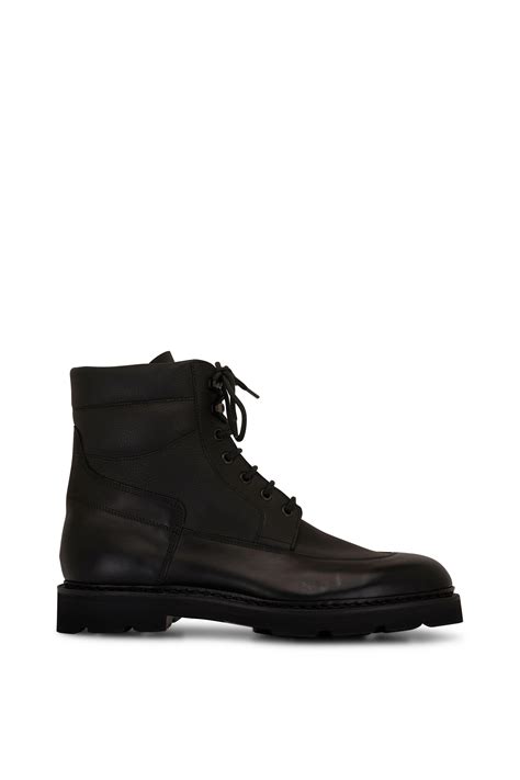 John Lobb - Weekend Black Pebbled Leather Boot | Mitchell Stores