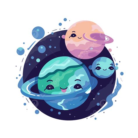 Lindo Planeta PNG , Pegatina Clipart Dibujos Animados Lindos Planetas Y Luna En El Espacio ...