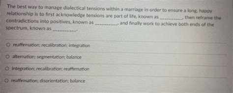 The best way to manage dialectical tensions within a | Chegg.com