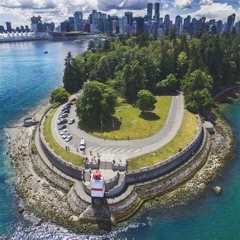 View of Stanley Park, Vancouver BC, from a drone, June 18, 2016 ...