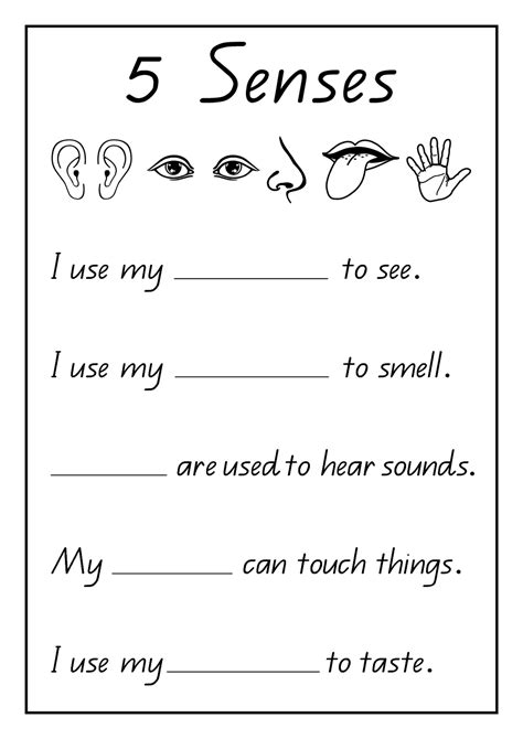 Arab Unity School | Grade 1 C | Blog: Science - 5 Senses Worksheets