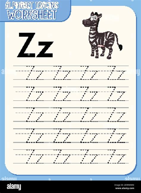 Alphabet tracing worksheet with letter Z and z illustration Stock ...