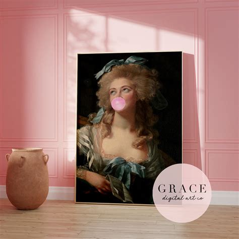 Bubble Gum Portrait Wall Art Print Altered Art Printable - Etsy