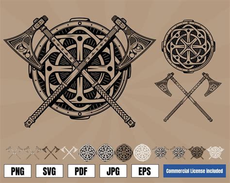 Viking Shield and Axes Coat of Arms Norse Tattoo Art Logo .svg - Etsy | Norse tattoo, Viking ...