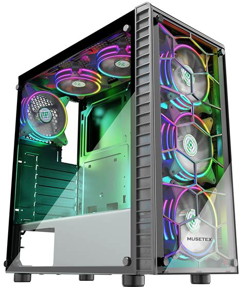 Buy MUSETEX ATX PC Case Pre-Installed 6Pcs 120mm ARGB Fans, Computer ...