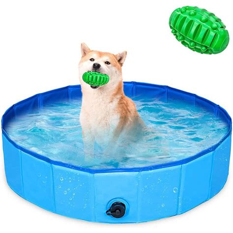 MingshanAncient Foldable Dog Pool, Portable Pet Dog Swimming Pool With Squeaky Dog Chew Toy ...