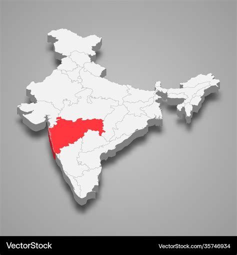 Maharashtra state location within india 3d map Vector Image