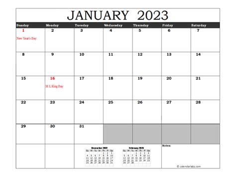 Free 2023 Excel Calendar With US Holidays - Free Printable Templates