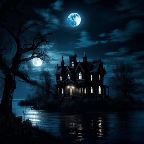 Scary House on Lake - AI Generated Artwork - NightCafe Creator