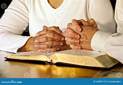 Couple Praying with Holy Bible Stock Photo - Image of devotion, person: 100091710