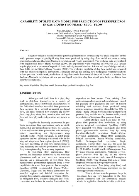 (PDF) CAPABILITY OF SLUG FLOW MODEL FOR PREDICTION OF PRESSURE DROP IN GAS-LIQUID TWO-PHASE ...