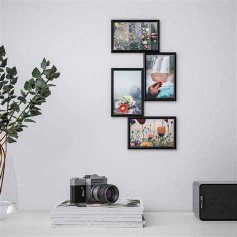 YLLEVAD collage frame for 4 photos, black, 21x41 cm (8 ¼x16 ¼") - IKEA CA