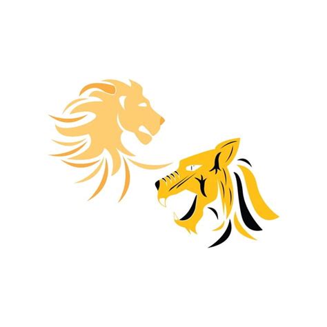 Lion Tiger Vector Art PNG, Lion And Tiger Logo Template Vector Icon ...